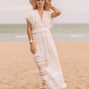 Boho Kleid, Häkelkleid, Weißes Spitzenkleid, Hochzeitskleid, Boho Kleid, Häkelkleid, Weißes Kleid, Weißes Maxikleid, Fotoshooting Kleid