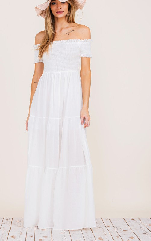 White Maxi Dress off Shoulder Boho Dress Bohemian Dress | Etsy