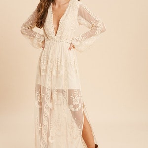 Boho Lace Dress, Romper Dress, Elopement Dress, Engagement Dress, Photoshoot Dress, Maxi Dress, Bohemian Dress, Wedding Guest Dress