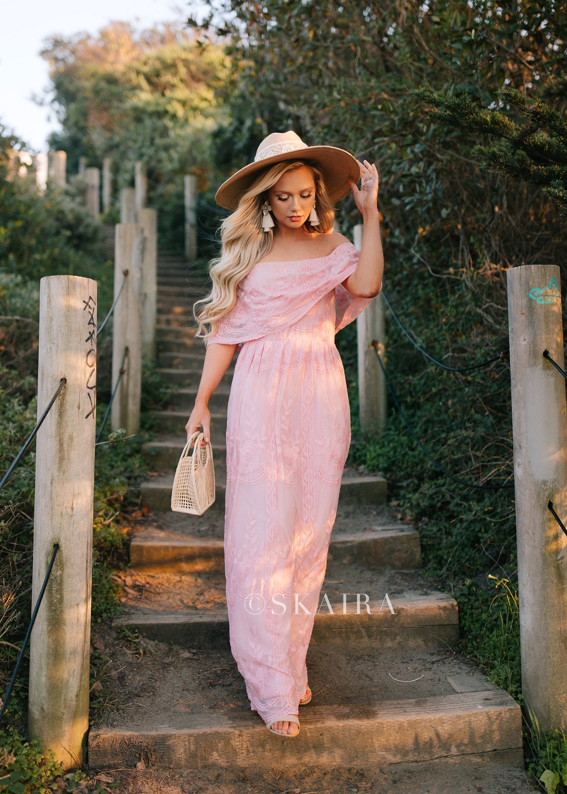 Lace Dress Long Dress Pink Maxi Dress Wedding Guest Dress Etsy