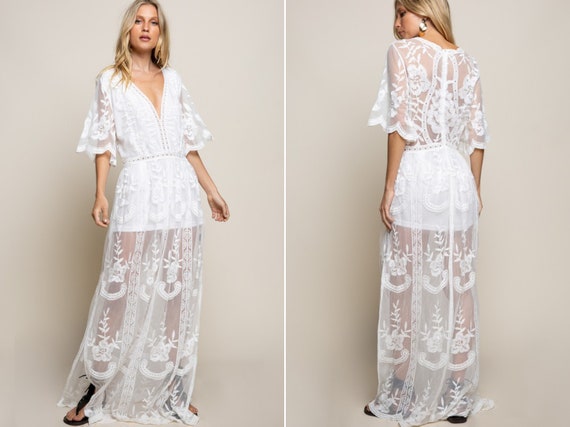 white lace maxi romper