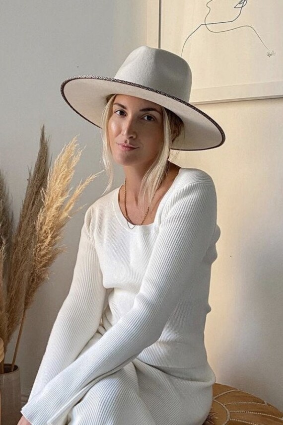 White Fedora Hat Wide Brim Hat Extra 