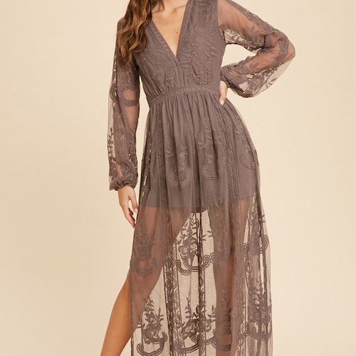 Boho Lace Dress, Romper Dress, Long Lace Dress, Dress for Photo Shoot, Maxi  Dress, Bridesmaid Dress, Wedding Guest Dress - Etsy