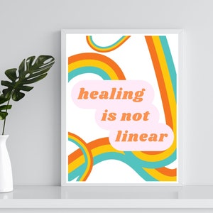 Healing Is Not Linear Print, Therapy Office Decor, Gift for Therapist, Gift For The Home, Mental Health Poster, Inspirational Quote, Print