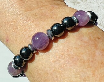 Magnetic Bracelet, Magnetic Hematite Arthritis Therapy Bracelet Anklet, Amethyst Bracelet, High Power Men's Women's