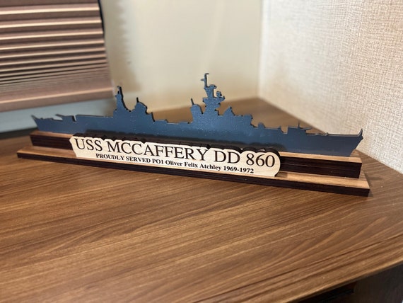 Custom US Navy Ships Laser Cut Wood Stand, Gift for Navy veterans, US Navy Silhouette Wood, US Navy memorabilia free standing wood stand.