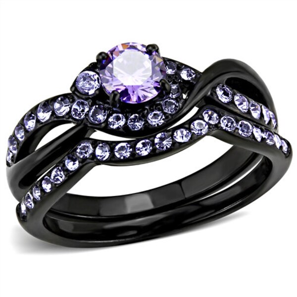 Purple Wedding Ring Set Etsy