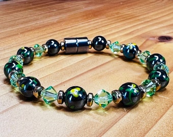 Magnetic Bracelet, Magnetic Hematite Arthritis Bracelet, Anklet or Necklace with Swarovski crystals, high power magnetic