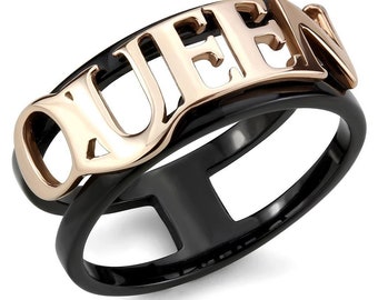 Stainless Steel Ring for Women Queen Ring No stones Two Tone (TK3584)