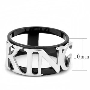 Stainless Steel Men's King Ring Two-Tone Black Silver King or Queen TK3583 image 2