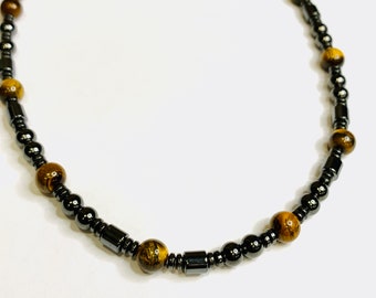 Black Magnetic Hematite Tiger Eye Arthritis Pain Therapy Necklace, Bracelet, Anklet