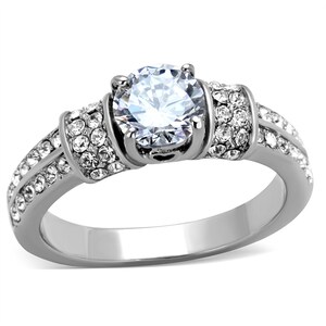 Stainless Steel Ring for Women with Cubic Zirconia Stones (TK1921)