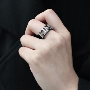 Stainless Steel Men's King Ring Two-Tone Black Silver King or Queen TK3583 image 6