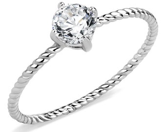 Stainless Steel Ring for Women with Cubic Zirconia Stones solitaire (TK3604)