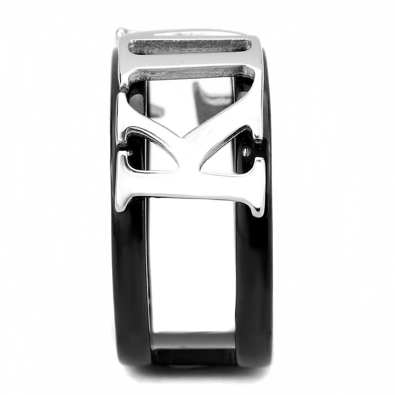 Stainless Steel Men's King Ring Two-Tone Black Silver King or Queen TK3583 image 3