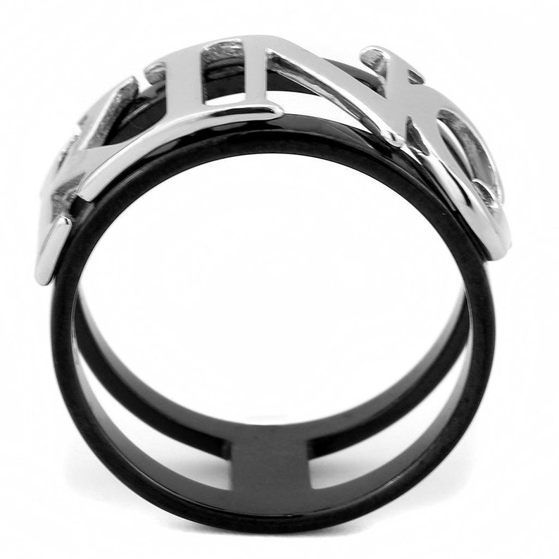 Stainless Steel Men's King Ring Two-Tone Black Silver King or Queen TK3583 image 4