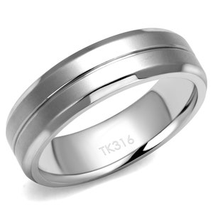 Men's Wedding Band, Silver Stainless Steel Ring High polished (TK2917)