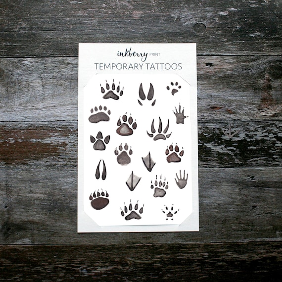 Animal Footprint Tattoos Black Watercolour Footprints by - Etsy Australia Animal Footprint Tattoos Black Watercolour Footprints by - Etsy Australia
