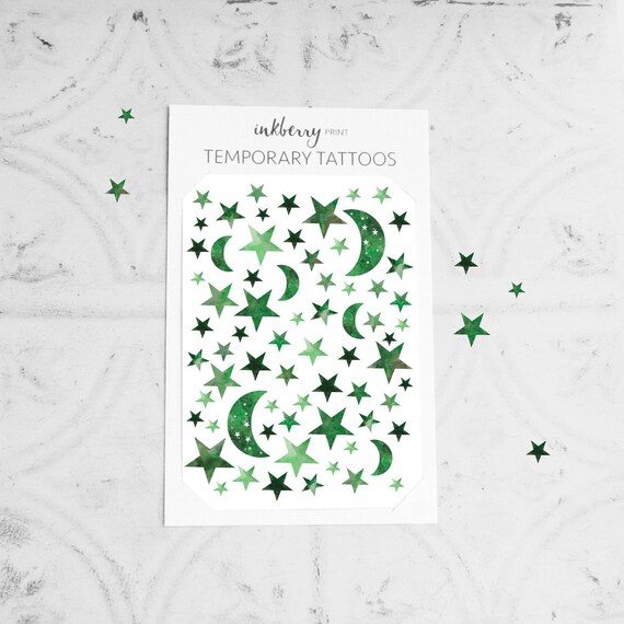 Estrellas Verdes Tatuaje Temporal Tatuaje De Estrella Etsy