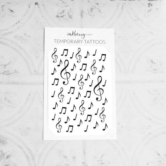 Musik Note Tattoo Set Temporare Tattoo Set Inkberry Druck Etsy