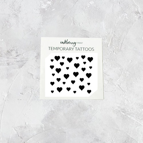 Tiny Black Heart Tattoos Set of 20 Fake Tattoos Temporary Etsy