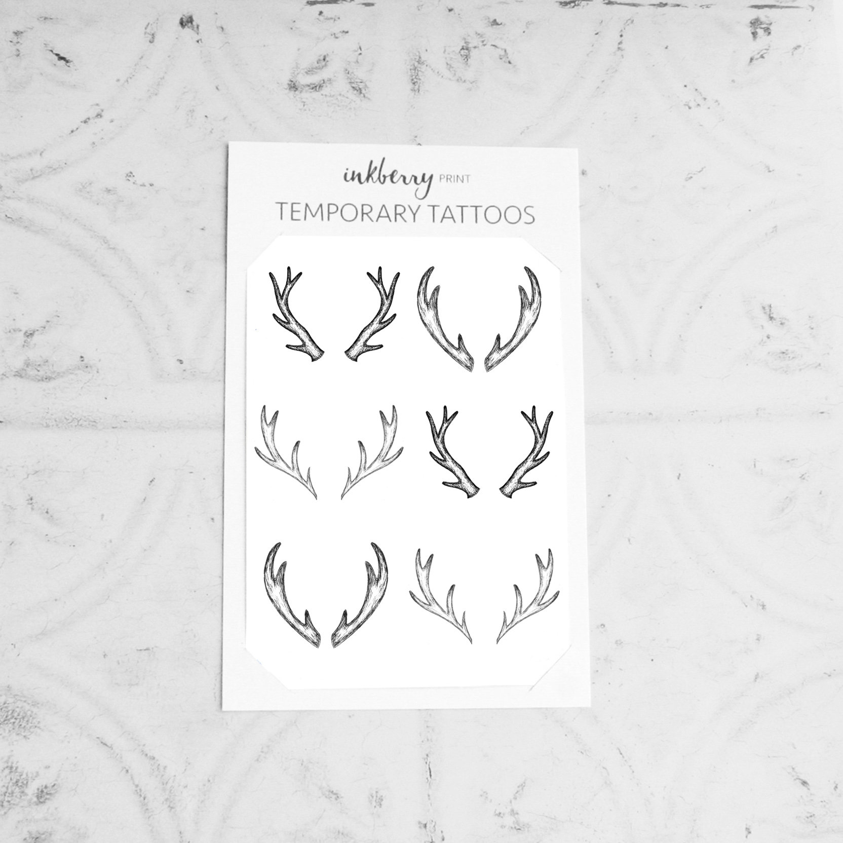 Deer Antler Tattoo Temporary Tattoo Temporary Tattoos Etsy