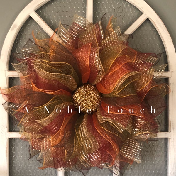 Pattern for Fall Leaves Flower Wreath, DIY, How To, Step by Step, PDF Download, based on YouTube Tutorial by A Noble Touch