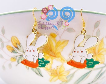 Easter Earrings, Clip on Easter Earrings, Bunny Earrings, White Bunny Earrings