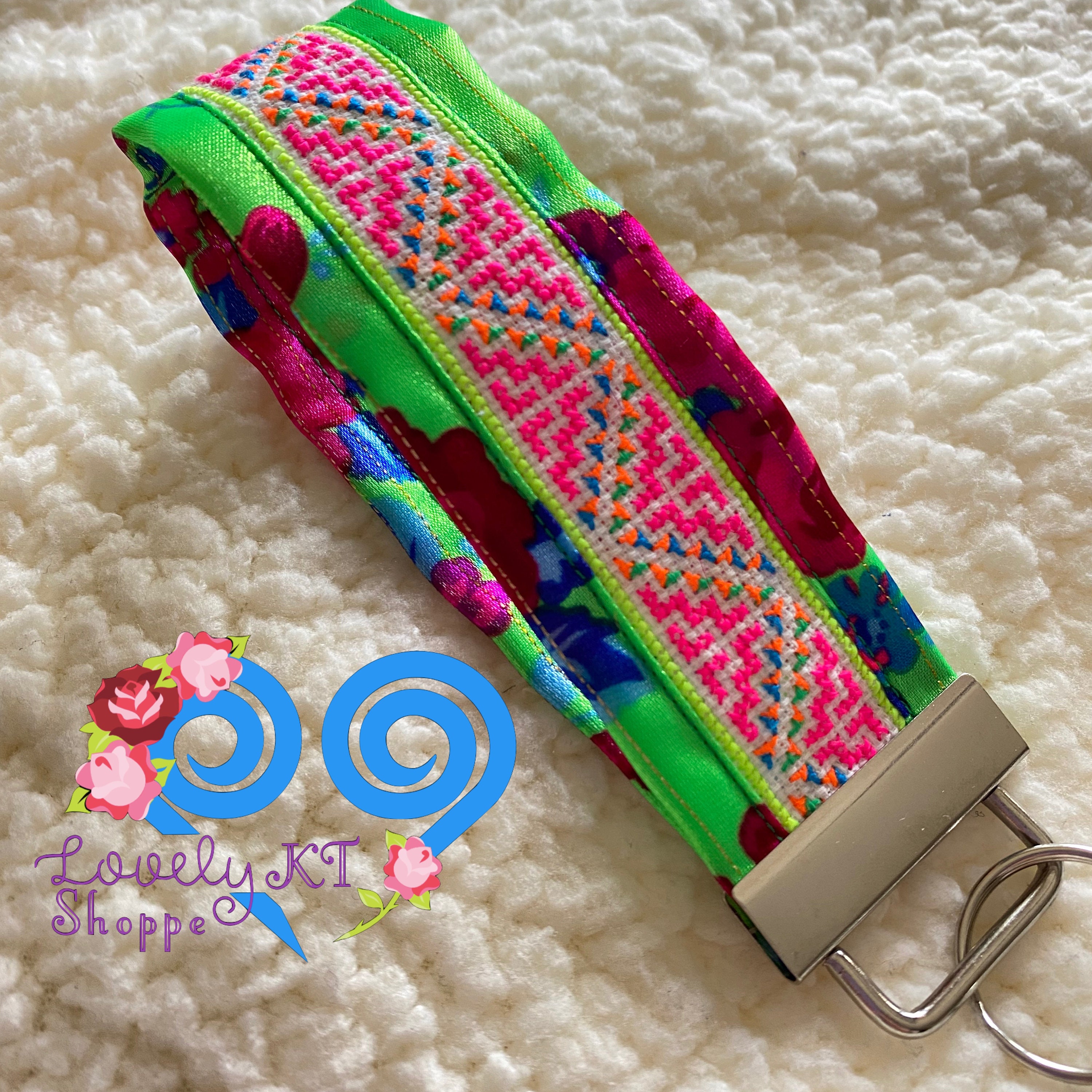 Handmade Hmong Cross-stitch Key Fob - Wristlet Keychain Lanyard - Etsy