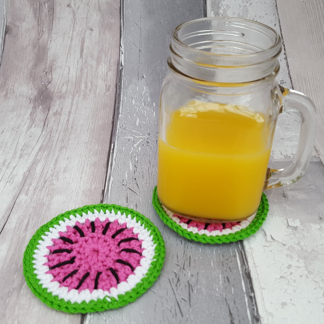 Watermelon Coasters Crochet Coaster Fun Drinks Mat Cocktail Etsy