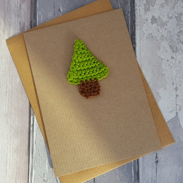 Christmas tree card, crochet pine tree,greetings card