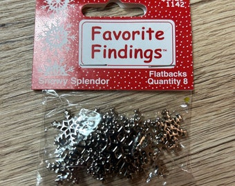 Destash Silver Snowflake Flatback Buttons (8)