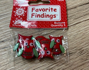 Destash Christmas Owls Buttons (5)