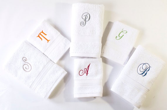 Monogrammed Hand Towels - Set of 2 - Genuine Turkish Hand Towels - Choose  Any Letter - Choose Towel and Thread Color - Embroidered Script Monogram 