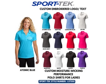 Moisture-Wicking Women Polo Shirt, Performance Dry Fit Polo, Custom Logo, Embroidery Polo Shirt,  LST550