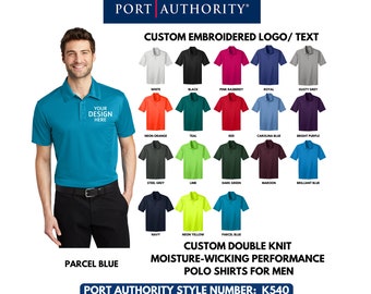 Custom Double Knit Moisture-Wicking Polo Shirt, Custom Logo Performance Polo, K540, Customized Embroidered Logo Polo Shirt