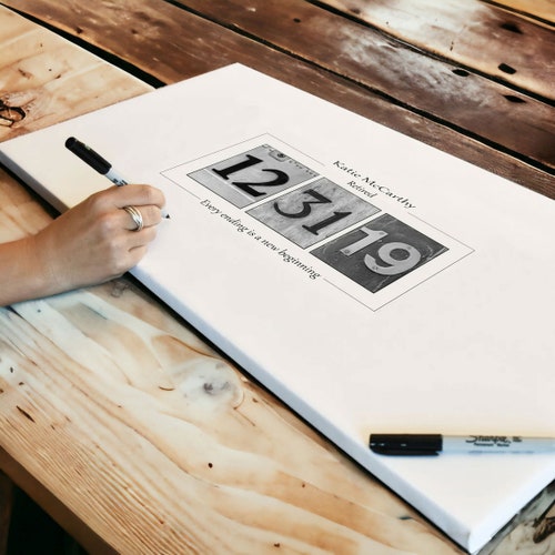 Retirement Guest Book Canvas, Personalized Number Art, Farewell Gift