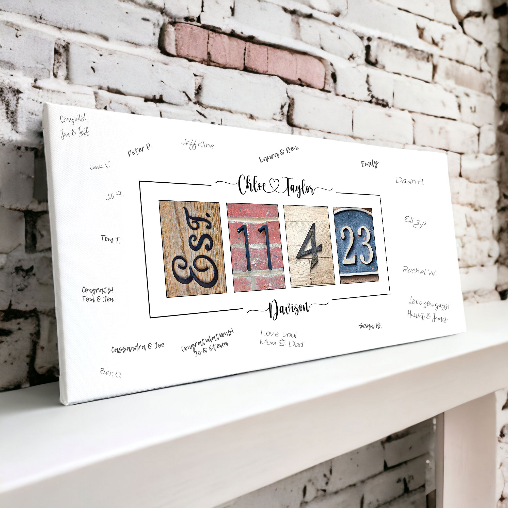Personalized Wedding Date Guest Book Canvas, Modern Wedding Keepsake - Etsy