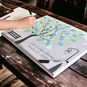 Wedding Tree Guest Book, Wedding Guestbook Alternative, Wedding Guest Book Signature Tree, Unique Guestbook Ideas, Wedding Leaf Tree image 3