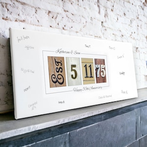 50th Wedding Anniversary Signable Canvas Guest Book, Personalized Keepsake, Golden Anniversary 1975 Guestbook, 50th Anniversary Centerpiece