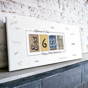 50th Anniversary Gift, Anniversary Gift for Parents Golden Anniversary, Alternative Signable Guest Book for Anniversary Party, Free Pens