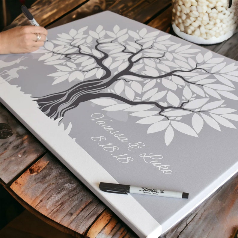 Wedding Tree Guest Book, Wedding Guestbook Alternative, Wedding Guest Book Signature Tree, Unique Guestbook Ideas, Wedding Leaf Tree image 1