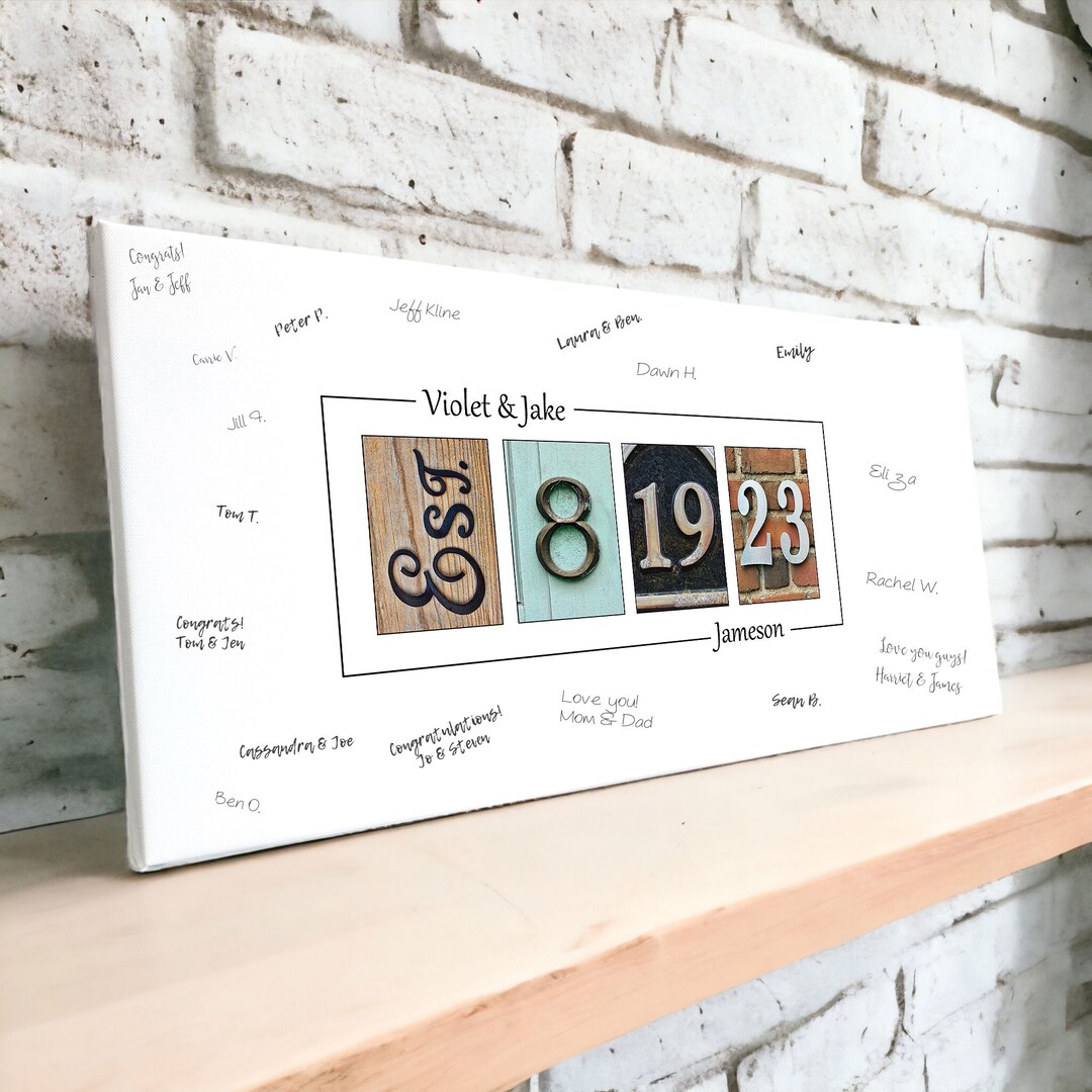 Personalized Wedding Date Guest Book Canvas - Unique Wedding Keepsake ...