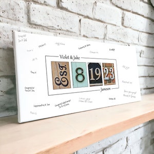 Personalized Wedding Date Sign - Unique Guest Book Alternative Canvas, Wedding Decor, Shower Gift Idea, Wedding Keepsake