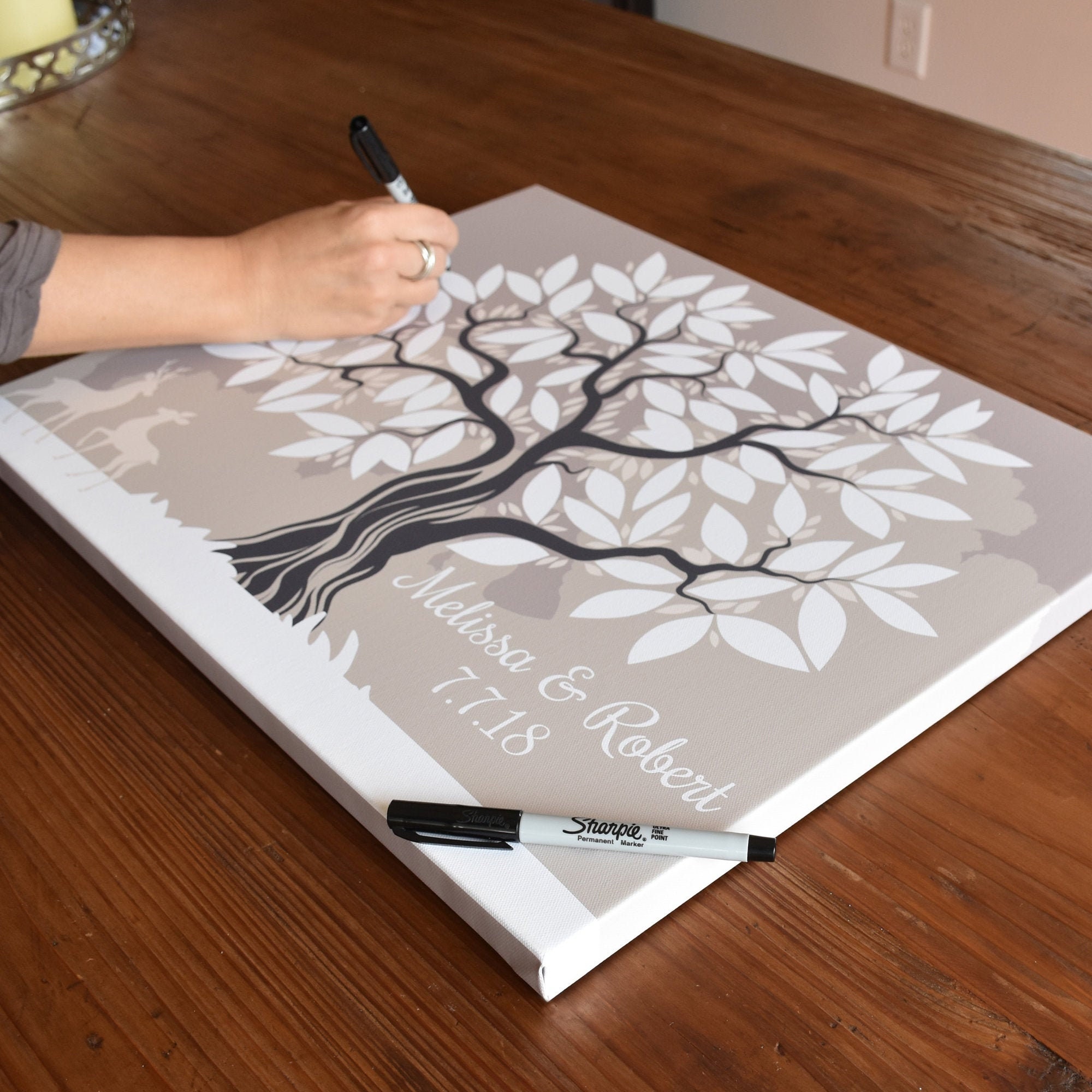Wedding Guest Book Tree Wedding Guest Book Canvas Wedding Etsy