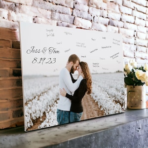 Wedding Guest Book Alternative Sign, Bride and Groom Photo, Wedding Decor, Wedding Decorations, Personalized Canvas Photo Guestbook Ideas