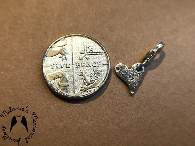 human hair cremains charm solid fine silver with sterling carabiner clasp Bespoke pet Ashes
