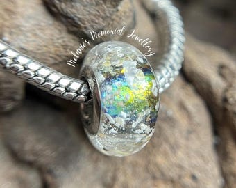 Sterling Silver Cremation Bead, Pet Ashes Keepsake Charm, European Bead