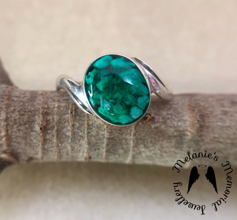 Sterling silver 925 Sizes J-R any colour. Handmade memorial pet ashes or human hair ring