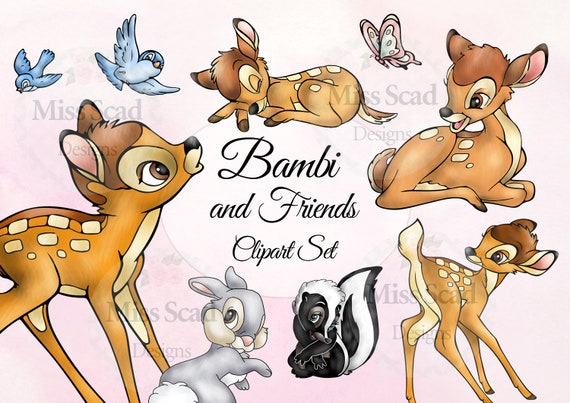 Cute Deer and Friends Clipart Set ,11 Handmade Transparent Png Illustrations, Instant Download,Baby Shower,Birthday Party Favors, Baptism Il_570xn